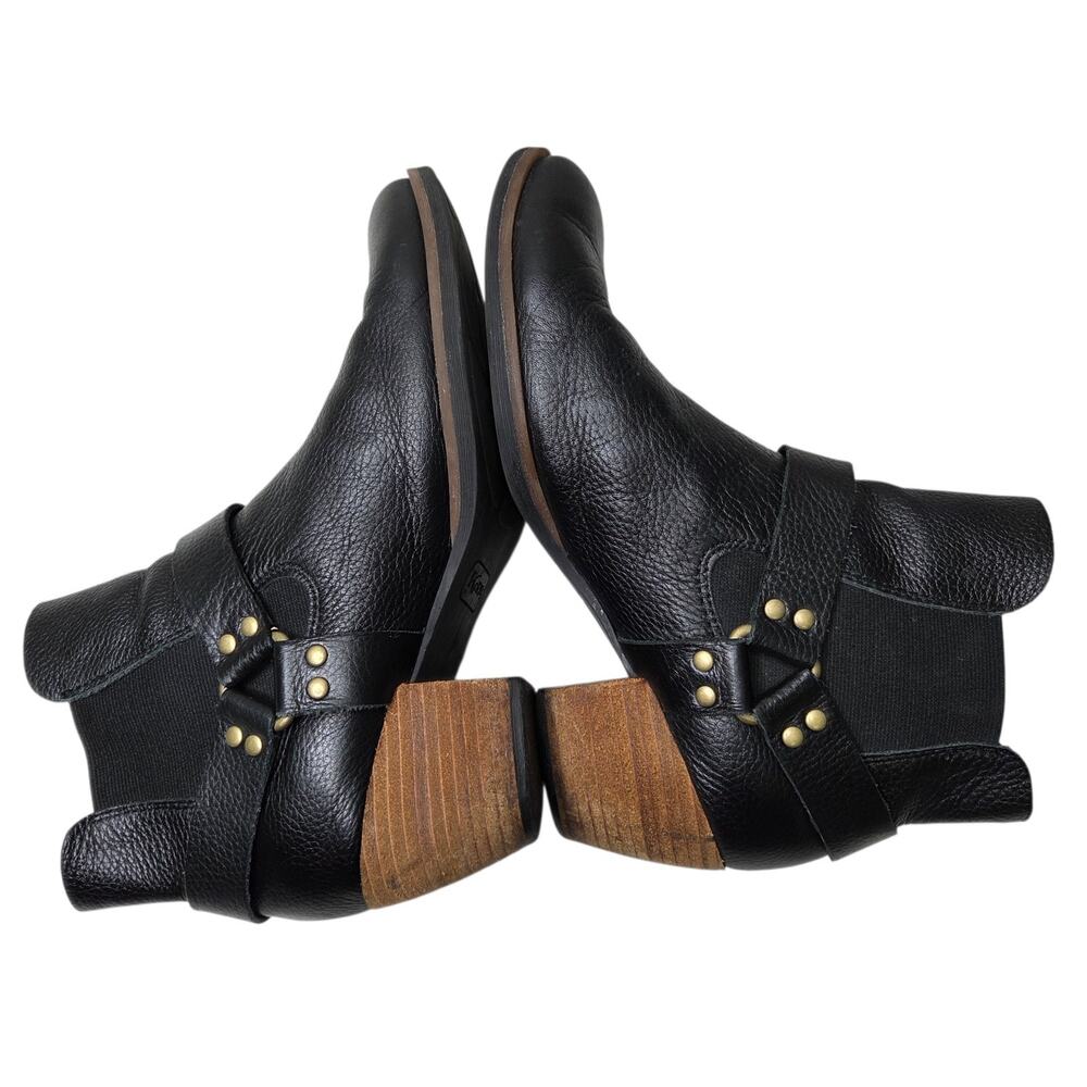 Korks Cyanna Black Pebbled Leather Boot Womens SZ 8.5 Harness Western Boho - Picture 4 of 11